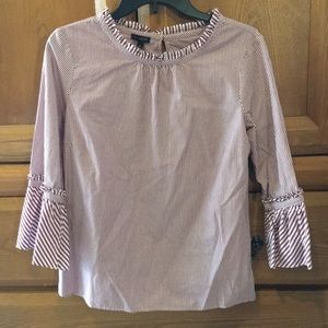 Talbots purple striped half-sleeved blouse.